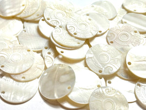 White Mother Of Pearl Shell, Circle Mother Of Pearl, Carved MOP, Sku#M2998