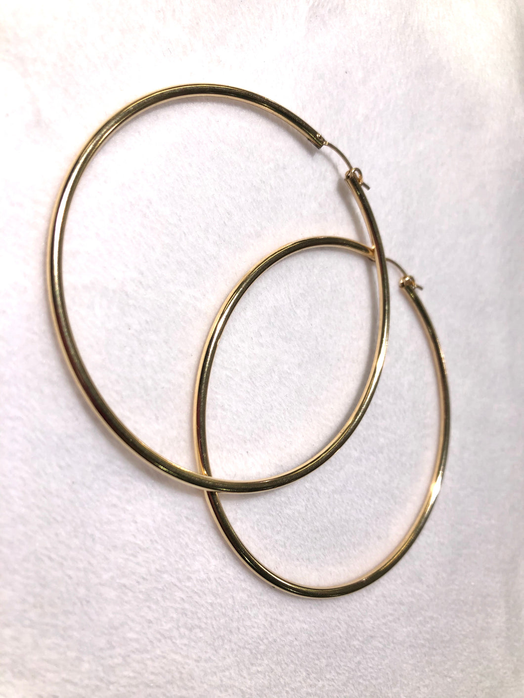 14KGF Hoop Earrings 2x78mm