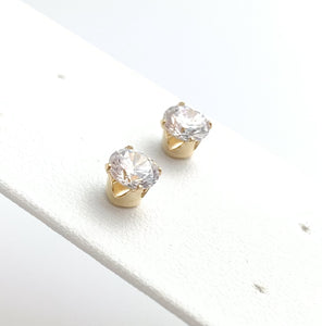 6.0mm White Cubic Zirconia Earrings