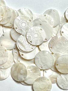 White Mother Of Pearl Shell, Circle Mother Of Pearl, Carved MOP, Sku#M2998