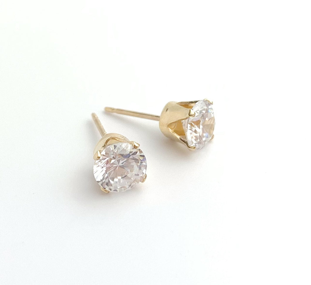 6.0mm White Cubic Zirconia Earrings