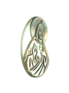 Mother Of Pearl Jesus Sacred Heart Shell, Mother Of Pearl Bead, Sku#372